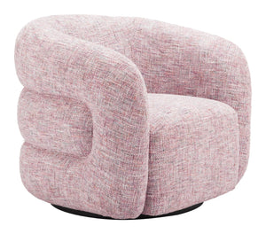 HomeRoots 33" Pink Upholstered Swivel Arm Chair - Modern Comfort & Versatile Style for Home or Office Use 668791