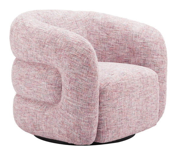 HomeRoots 33" Pink Upholstered Swivel Arm Chair - Modern Comfort & Versatile Style for Home or Office Use 668791