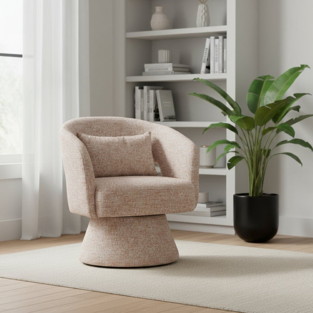 HomeRoots 29" Brown Upholstered Swivel Arm Chair - Stylish Comfort for Home, Office, or Hospitality Spaces 668792