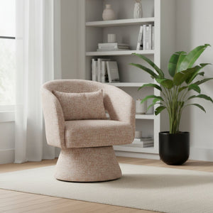 HomeRoots 29" Brown Upholstered Swivel Arm Chair - Stylish Comfort for Home, Office, or Hospitality Spaces 668792