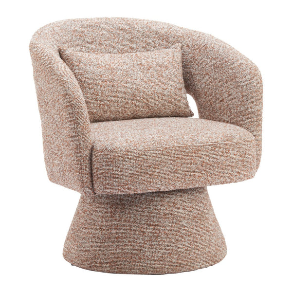 HomeRoots 29" Brown Upholstered Swivel Arm Chair - Stylish Comfort for Home, Office, or Hospitality Spaces 668792