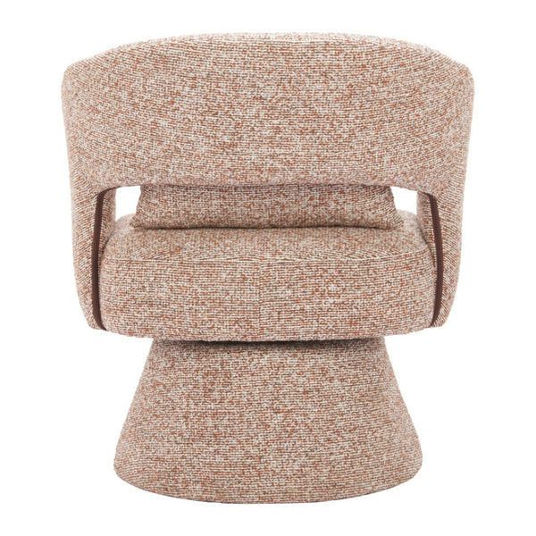 HomeRoots 29" Brown Upholstered Swivel Arm Chair - Stylish Comfort for Home, Office, or Hospitality Spaces 668792