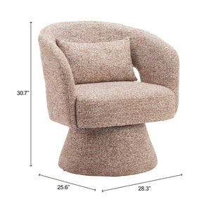 HomeRoots 29" Brown Upholstered Swivel Arm Chair - Stylish Comfort for Home, Office, or Hospitality Spaces 668792