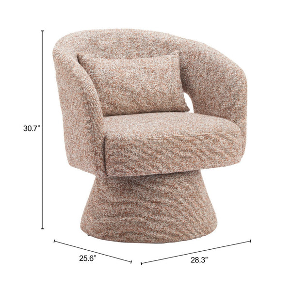HomeRoots 29" Brown Upholstered Swivel Arm Chair - Stylish Comfort for Home, Office, or Hospitality Spaces 668792