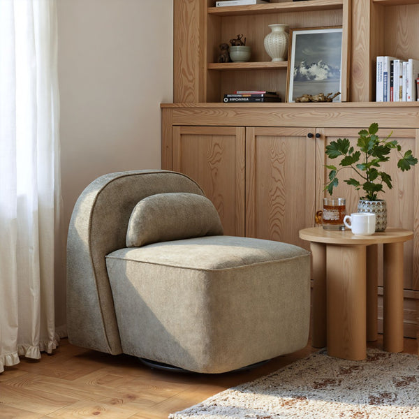 HomeRoots 32" Stylish Brown Upholstered Swivel Side Chair - Durable, Comfortable, and Perfect for Any Space! 668793