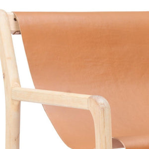 HomeRoots 26" Tan Leather Arm Chair - Elegant Solid Wood Frame, Modern Comfort & Timeless Style for Any Room 668795