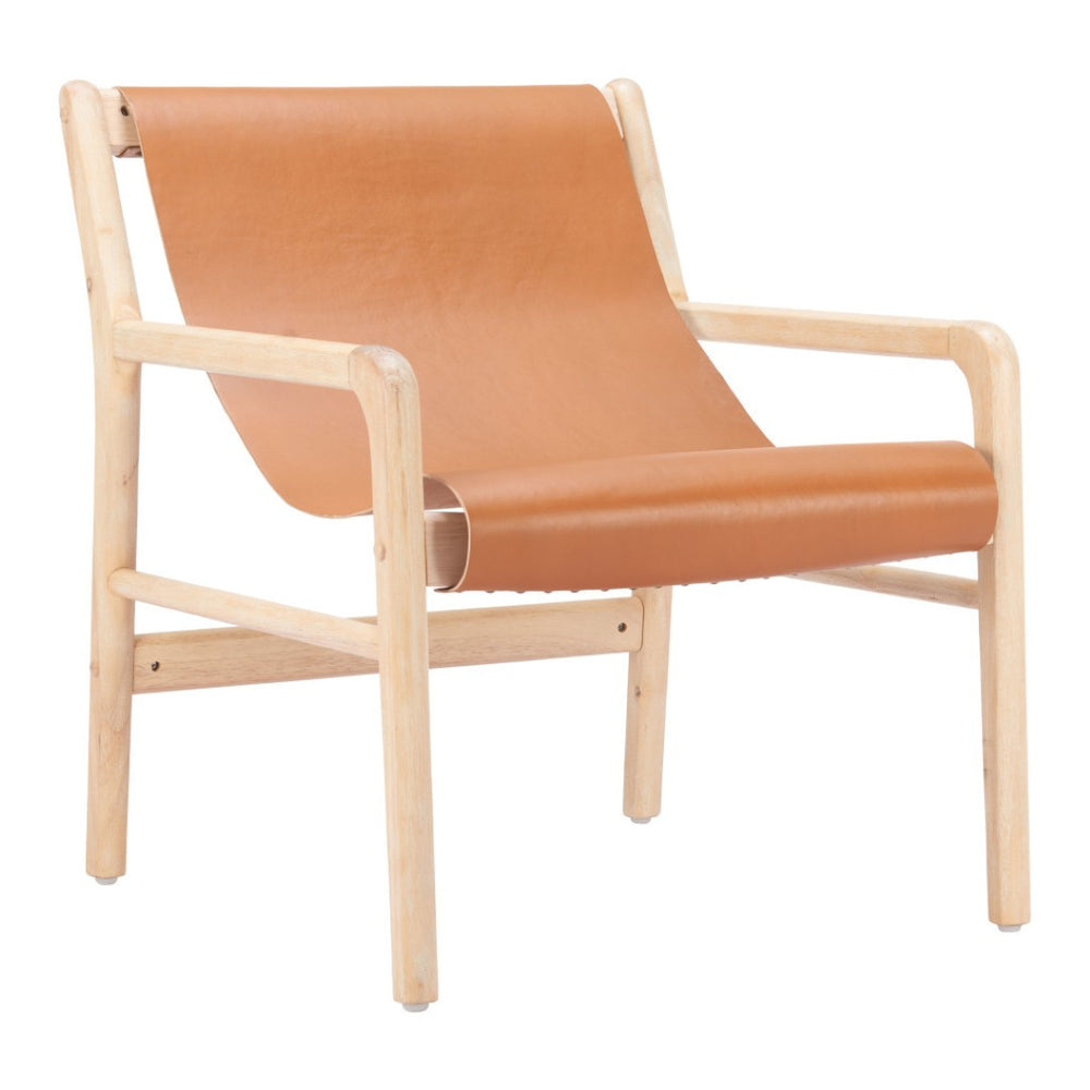 HomeRoots 26" Tan Leather Arm Chair - Elegant Solid Wood Frame, Modern Comfort & Timeless Style for Any Room 668795