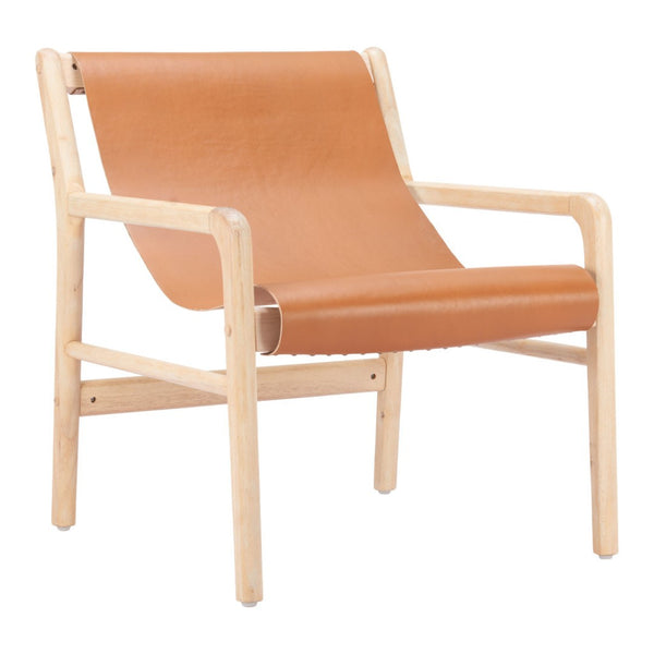 HomeRoots 26" Tan Leather Arm Chair - Elegant Solid Wood Frame, Modern Comfort & Timeless Style for Any Room 668795