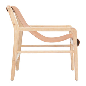 HomeRoots 26" Tan Leather Arm Chair - Elegant Solid Wood Frame, Modern Comfort & Timeless Style for Any Room 668795