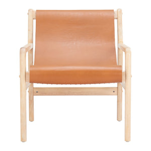 HomeRoots 26" Tan Leather Arm Chair - Elegant Solid Wood Frame, Modern Comfort & Timeless Style for Any Room 668795