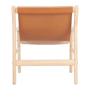 HomeRoots 26" Tan Leather Arm Chair - Elegant Solid Wood Frame, Modern Comfort & Timeless Style for Any Room 668795