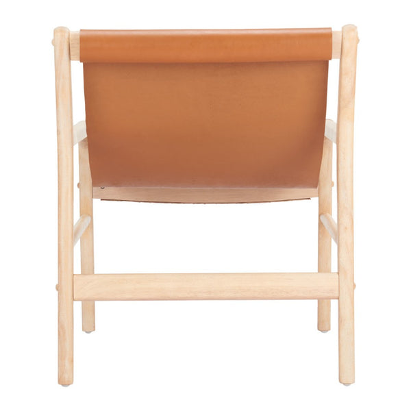 HomeRoots 26" Tan Leather Arm Chair - Elegant Solid Wood Frame, Modern Comfort & Timeless Style for Any Room 668795