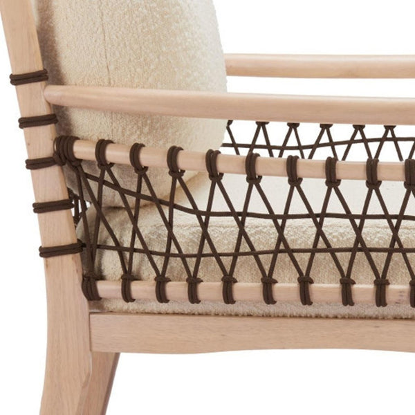 HomeRoots 31" Ivory Upholstered Modern Arm Chair - Solid Wood Frame, Contemporary Design for Home & Office 668796