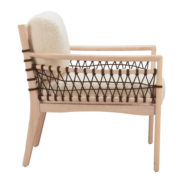 HomeRoots 31" Ivory Upholstered Modern Arm Chair - Solid Wood Frame, Contemporary Design for Home & Office 668796