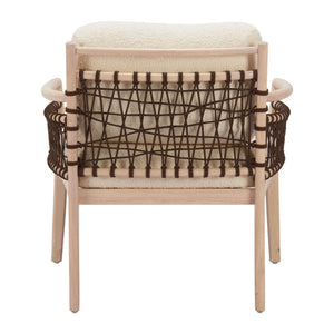 HomeRoots 31" Ivory Upholstered Modern Arm Chair - Solid Wood Frame, Contemporary Design for Home & Office 668796