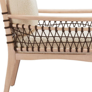 HomeRoots 31" Ivory Upholstered Modern Arm Chair - Solid Wood Frame, Contemporary Design for Home & Office 668796
