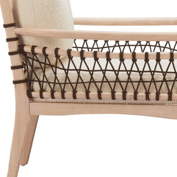HomeRoots 31" Ivory Upholstered Modern Arm Chair - Solid Wood Frame, Contemporary Design for Home & Office 668796