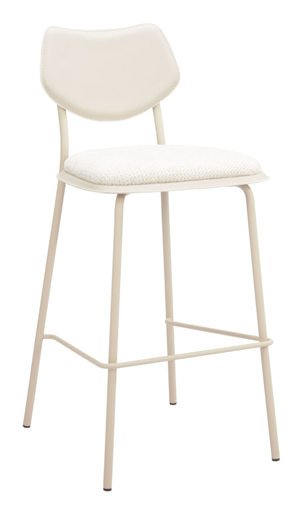 HomeRoots Set of Four Stylish Light Gray Bar Chairs - Modern Faux Leather & Steel for Kitchen or Bar Use 668803