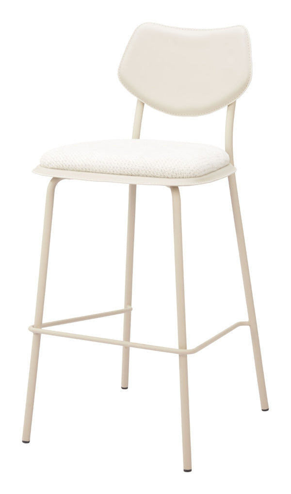 HomeRoots Set of Four Stylish Light Gray Bar Chairs - Modern Faux Leather & Steel for Kitchen or Bar Use 668803