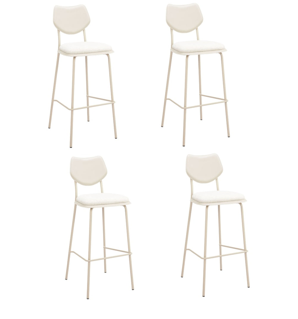 HomeRoots Set of Four Stylish Light Gray Bar Chairs - Modern Faux Leather & Steel for Kitchen or Bar Use 668803