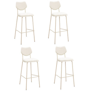 HomeRoots Set of Four Stylish Light Gray Bar Chairs - Modern Faux Leather & Steel for Kitchen or Bar Use 668803