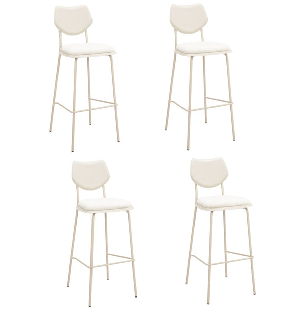 HomeRoots Set of Four Stylish Light Gray Bar Chairs - Modern Faux Leather & Steel for Kitchen or Bar Use 668803