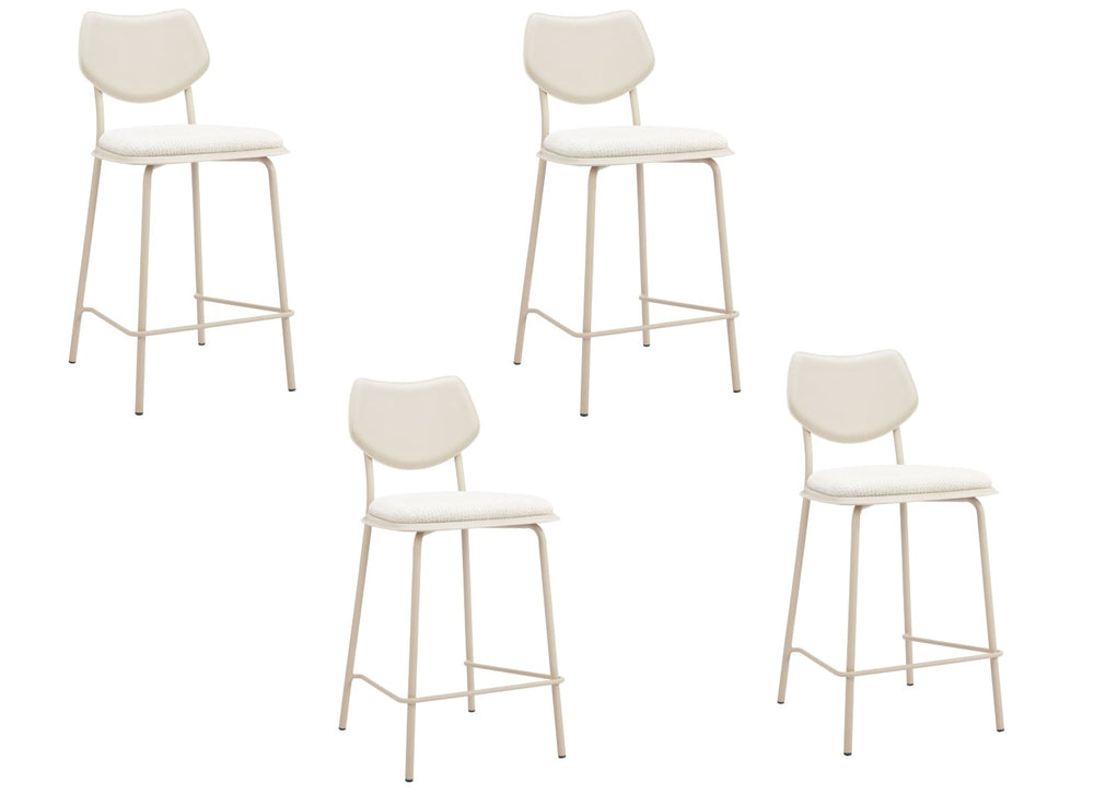 HomeRoots Set of Four Stylish Light Gray Counter Height Bar Chairs with Faux Leather & Steel Frame Comfort 668804