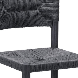 HomeRoots Set of Two Stylish 30" Black Rattan & Aluminum Low Back Bar Chairs for Modern Indoor & Outdoor Use 668805