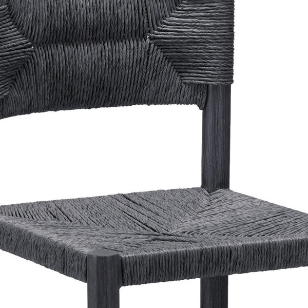 HomeRoots Set of Two Stylish 30" Black Rattan & Aluminum Low Back Bar Chairs for Modern Indoor & Outdoor Use 668805