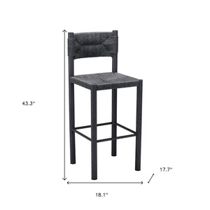 HomeRoots Set of Two Stylish 30" Black Rattan & Aluminum Low Back Bar Chairs for Modern Indoor & Outdoor Use 668805
