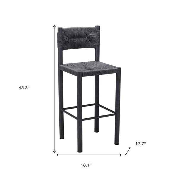 HomeRoots Set of Two Stylish 30" Black Rattan & Aluminum Low Back Bar Chairs for Modern Indoor & Outdoor Use 668805