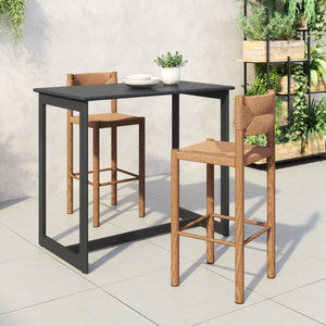 HomeRoots Set of Two 30" Natural Rattan Bar Chairs - Stylish Aluminum Low-Back Design for Indoor & Outdoor Use 668806