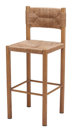 HomeRoots Set of Two 30" Natural Rattan Bar Chairs - Stylish Aluminum Low-Back Design for Indoor & Outdoor Use 668806