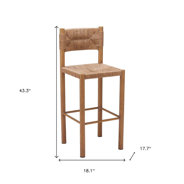 HomeRoots Set of Two 30" Natural Rattan Bar Chairs - Stylish Aluminum Low-Back Design for Indoor & Outdoor Use 668806