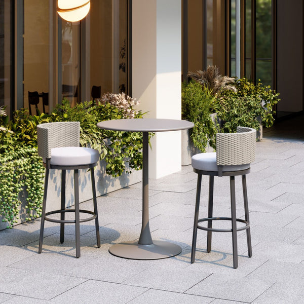 HomeRoots 31" Stylish Swivel Bar Chair with Faux Rattan & Olefin Cushion - Perfect for Patios & Spas! 668808