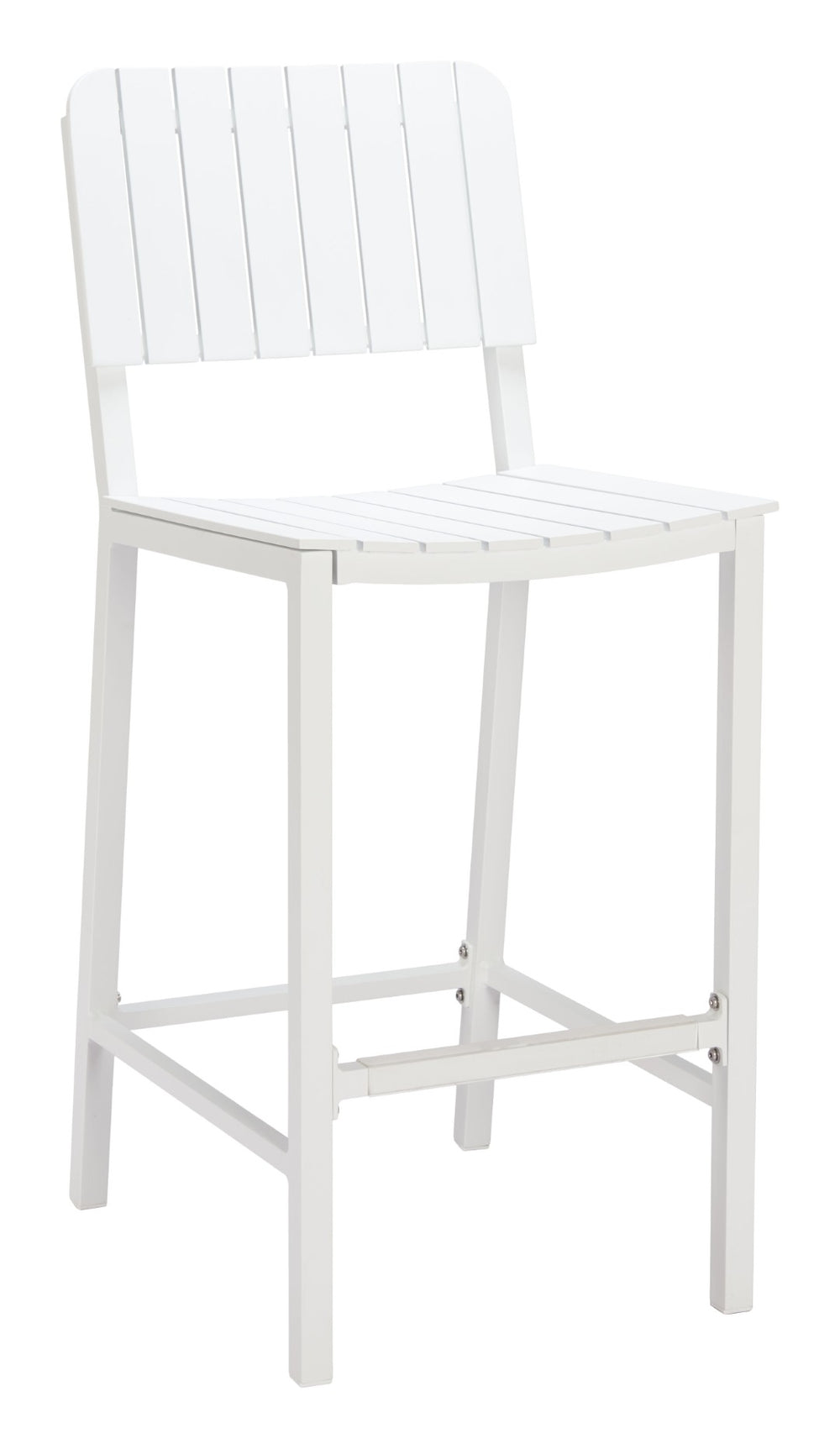 HomeRoots 30" White Aluminum Bar Height Chair - Stylish, Durable, and Comfortable for Outdoor or Indoor Use 668810