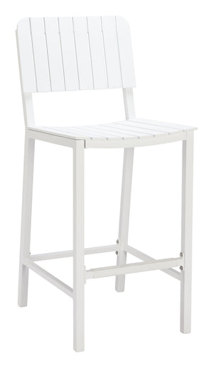 HomeRoots 30" White Aluminum Bar Height Chair - Stylish, Durable, and Comfortable for Outdoor or Indoor Use 668810