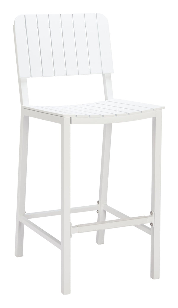 HomeRoots 30" White Aluminum Bar Height Chair - Stylish, Durable, and Comfortable for Outdoor or Indoor Use 668810
