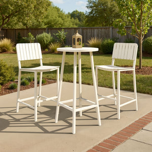 HomeRoots 30" White Aluminum Bar Height Chair - Stylish, Durable, and Comfortable for Outdoor or Indoor Use 668810