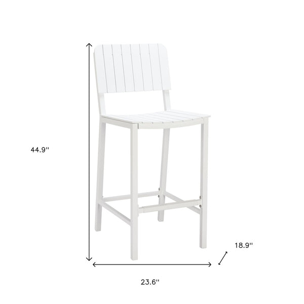 HomeRoots 30" White Aluminum Bar Height Chair - Stylish, Durable, and Comfortable for Outdoor or Indoor Use 668810