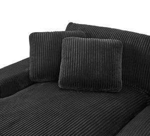 English Elm Large Corduroy Double Chaise Sectional Sofa with Lumbar Support for Spacious Living Rooms Black B2748S00018