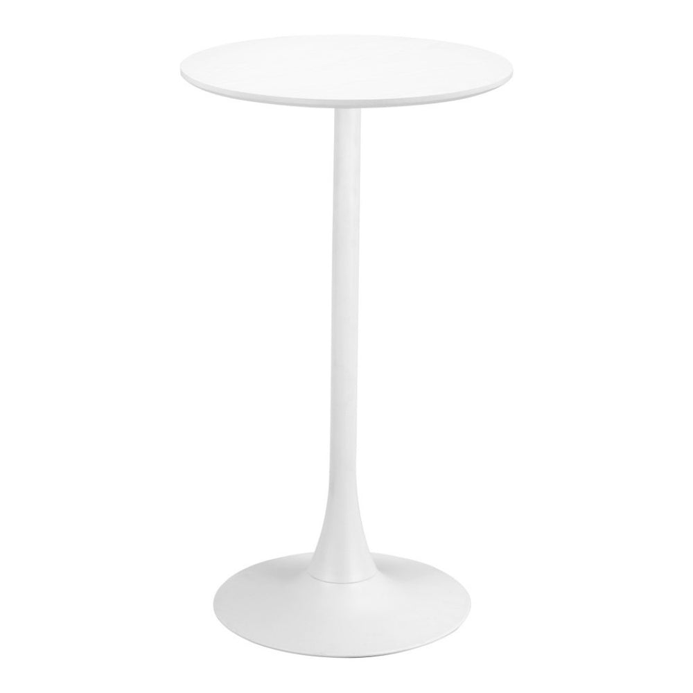 HomeRoots 24" Modern White Wood and Steel Bar Table - Sleek Design for Bistro, Café, or Home Entertaining 668817