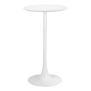 HomeRoots 24" Modern White Wood and Steel Bar Table - Sleek Design for Bistro, Café, or Home Entertaining 668817