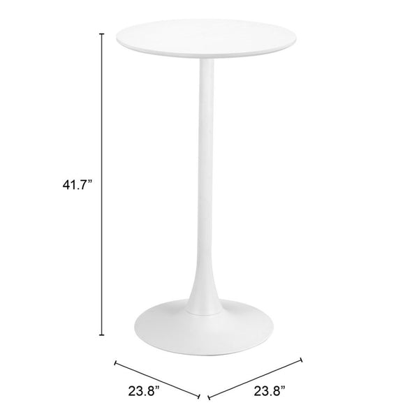 HomeRoots 24" Modern White Wood and Steel Bar Table - Sleek Design for Bistro, Café, or Home Entertaining 668817