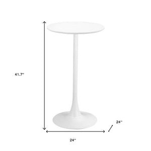 HomeRoots 24" Modern White Wood and Steel Bar Table - Sleek Design for Bistro, Café, or Home Entertaining 668817