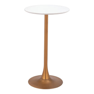 HomeRoots 24" Modern White and Gold Round Bar Table - Elegant Bistro-Style Design for Home or Commercial Use 668818