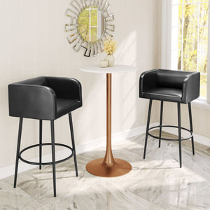 HomeRoots 24" Modern White and Gold Round Bar Table - Elegant Bistro-Style Design for Home or Commercial Use 668818