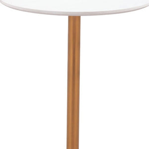 HomeRoots 24" Modern White and Gold Round Bar Table - Elegant Bistro-Style Design for Home or Commercial Use 668818