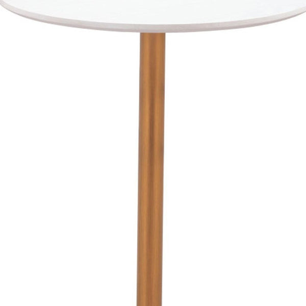 HomeRoots 24" Modern White and Gold Round Bar Table - Elegant Bistro-Style Design for Home or Commercial Use 668818