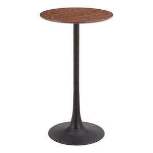HomeRoots 24" Chic Brown & Black Wood Steel Bistro Table - Modern Round Design for Bars & Small Spaces 668819
